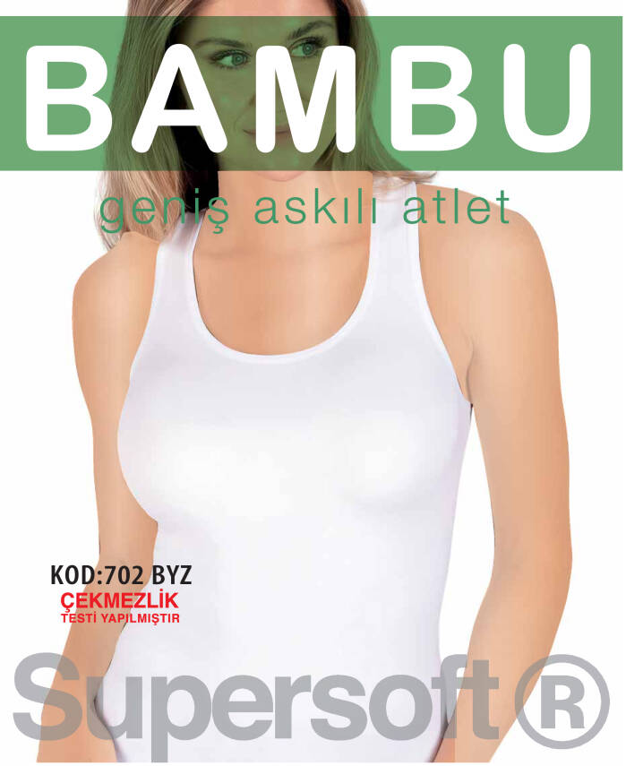 STAR KADIN BEYAZ ORGANİK BAMBU GENİŞ ASKILI ATLET - 1