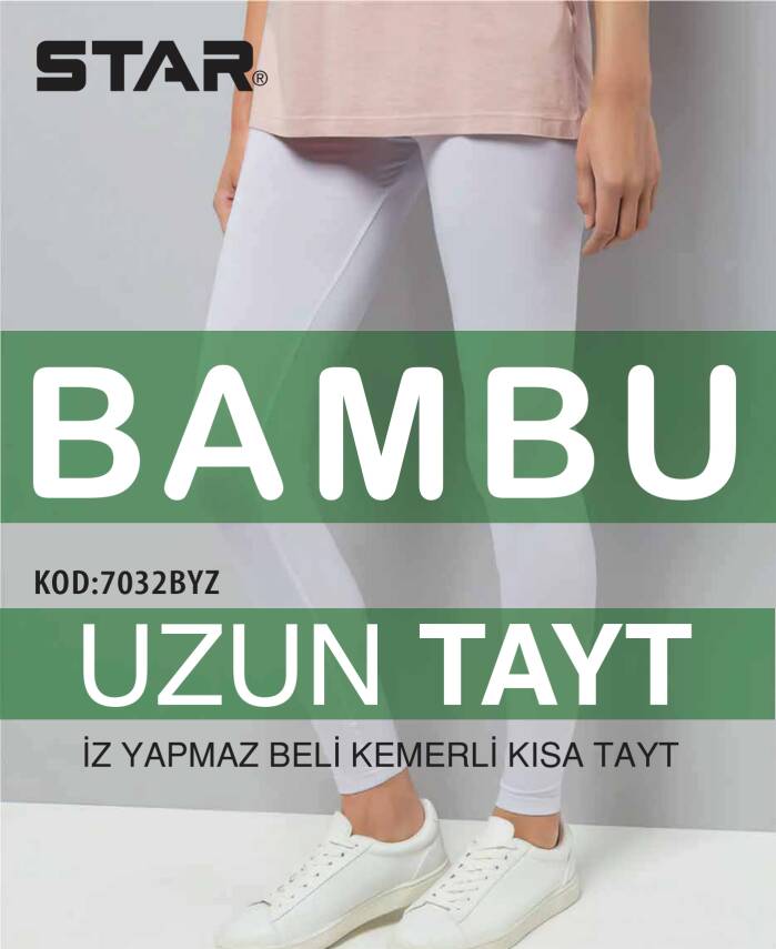 STAR KADIN BEYAZ ORGANİK BAMBU UZUN TAYT - 1