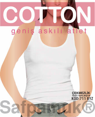 STAR KADIN BEYAZ SAF PAMUK GENİŞ ASKILI ATLET - Star