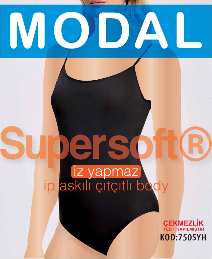 STAR KADIN SİYAH M0DAL İP ASKILI ÇITÇITLI BODY - 1