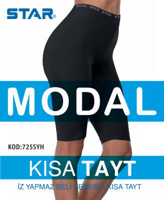 STAR KADIN SİYAH MODAL DİZ ÜSTÜ KISA TAYT - Star