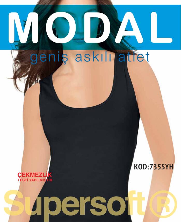 STAR KADIN SİYAH MODAL GENİŞ ASKILI ATLET - 1