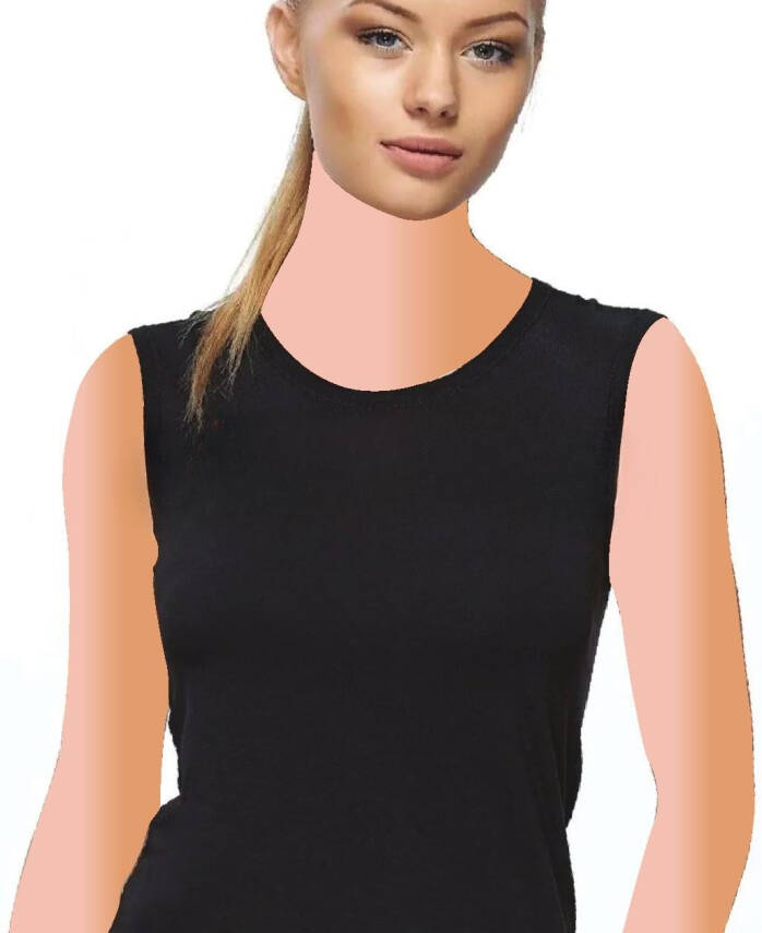 STAR KADIN SİYAH MODAL SIFIR YAKA SIFIR KOL ATLET - 2