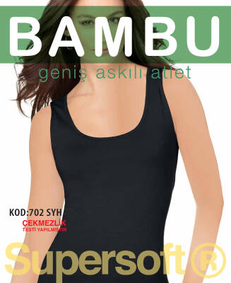 STAR KADIN SİYAH ORGANİK BAMBU GENİŞ ASKILI ATLET - Star