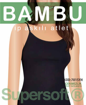 STAR KADIN SİYAH ORGANİK BAMBU İP ASKILI ATLET - Star