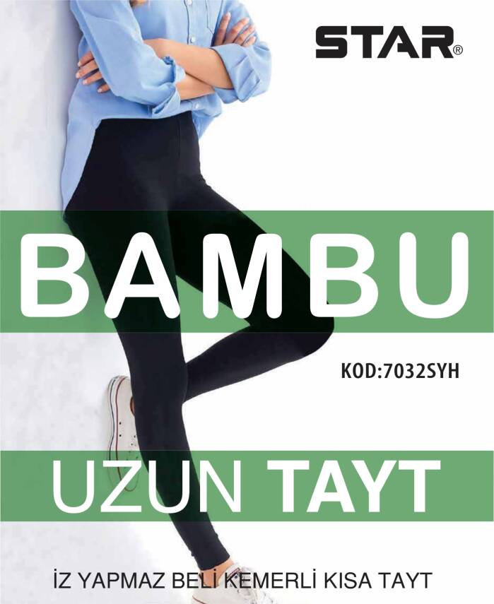 STAR KADIN SİYAH ORGANİK BAMBU UZUN TAYT - 1