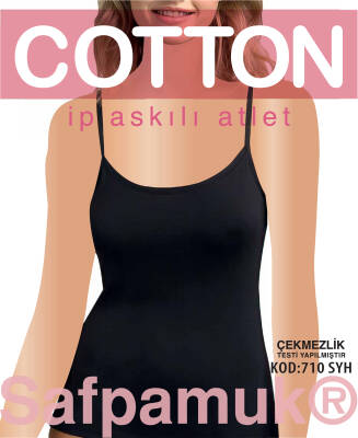 STAR KADIN SİYAH SAF PAMUK İP ASKILI ATLET - Star