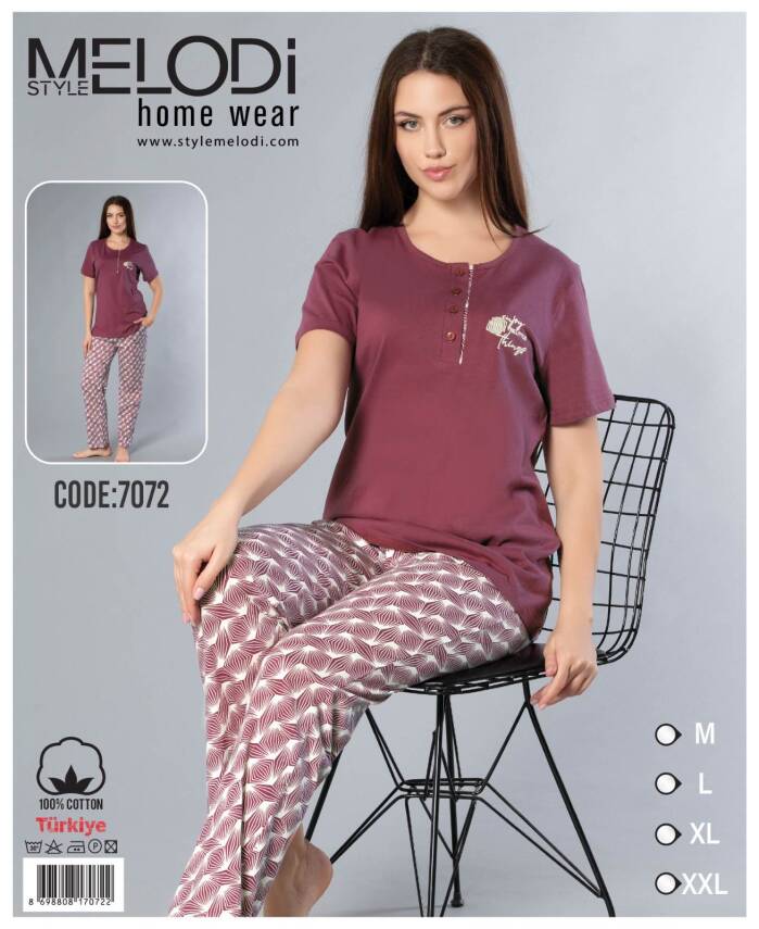 STAR MELODİ KADIN KISAKOL 3 DÜĞME ALTI UZUN PİJAMA TAKIM - 1