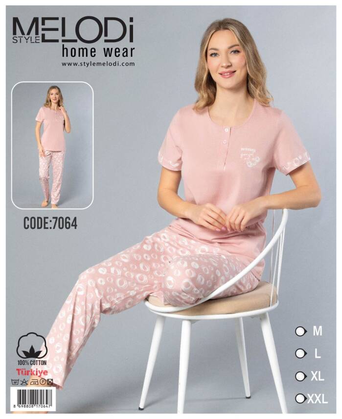 STAR MELODİ KADIN KISAKOL 3 DÜĞME ALTI UZUN PİJAMA TAKIM - 1