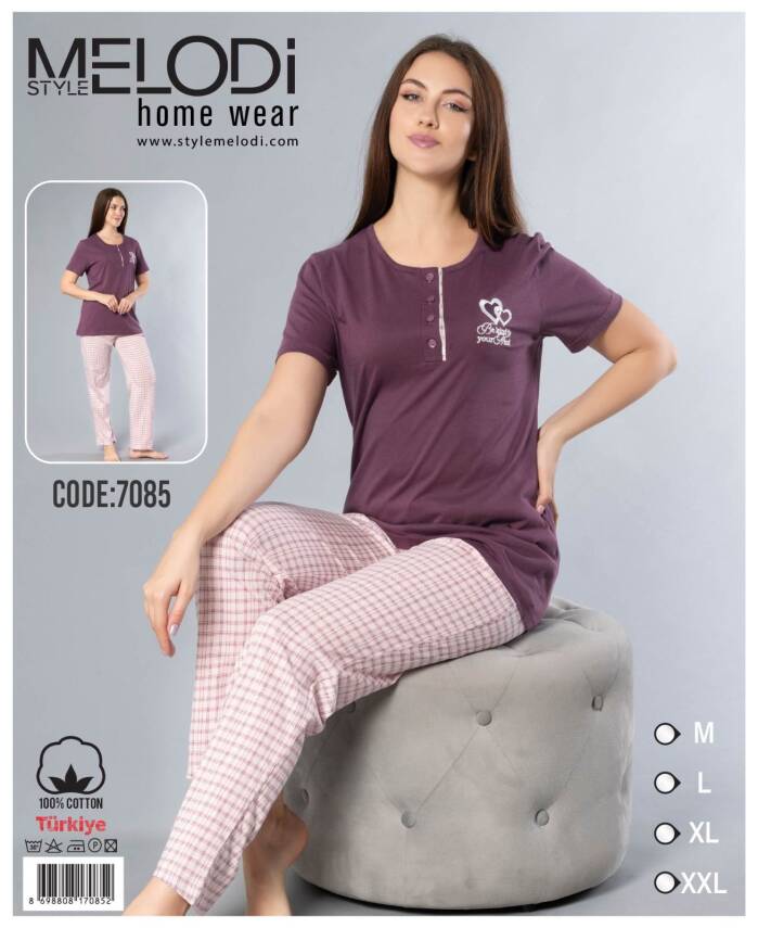 STAR MELODİ KADIN KISAKOL 3 DÜĞME ALTI UZUN PİJAMA TAKIM - 1