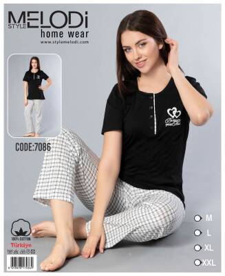 STAR MELODİ KADIN KISAKOL 3 DÜĞME ALTI UZUN PİJAMA TAKIM - STAR MELODİ