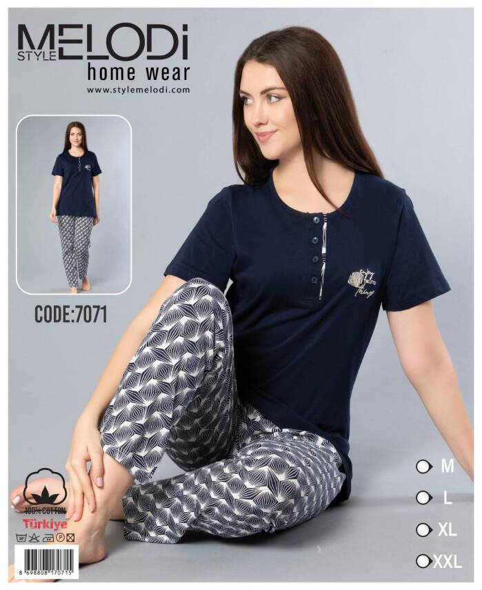 STAR MELODİ KADIN KISAKOL 3 DÜĞME ALTI UZUN PİJAMA TAKIM - 1