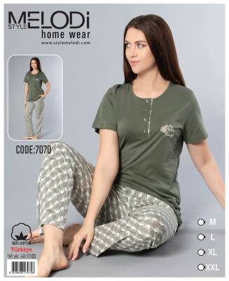 STAR MELODİ KADIN KISAKOL 3 DÜĞME ALTI UZUN PİJAMA TAKIM - STAR MELODİ
