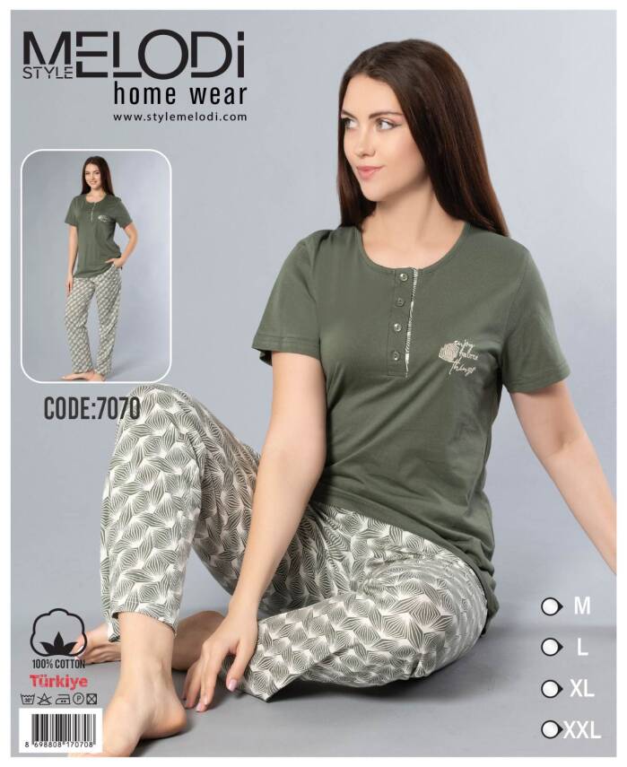 STAR MELODİ KADIN KISAKOL 3 DÜĞME ALTI UZUN PİJAMA TAKIM - 1