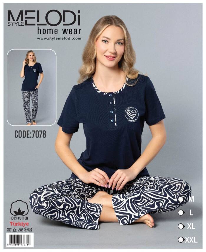 STAR MELODİ KADIN KISAKOL 3 DÜĞME ALTI UZUN PİJAMA TAKIM - 1