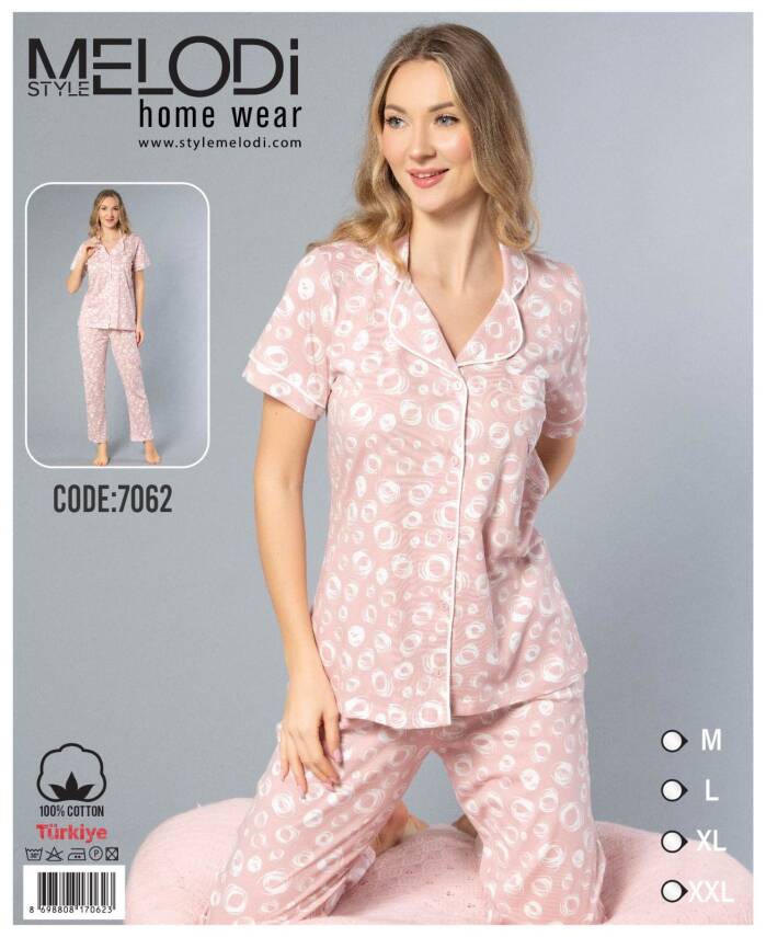 STAR MELODİ KADIN KISAKOL BOYDAN DÜĞMELİ PİJAMA TAKIM - 1