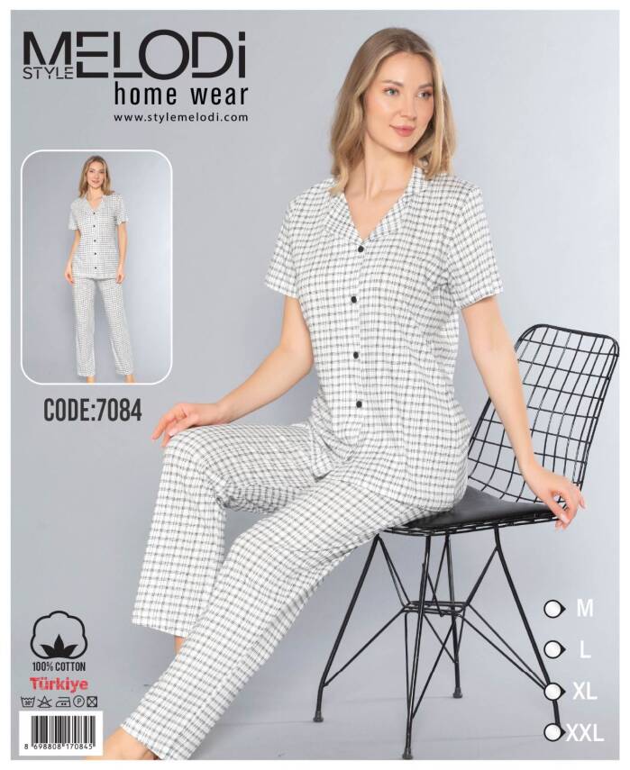 STAR MELODİ KADIN KISAKOL BOYDAN DÜĞMELİ PİJAMA TAKIM - 1