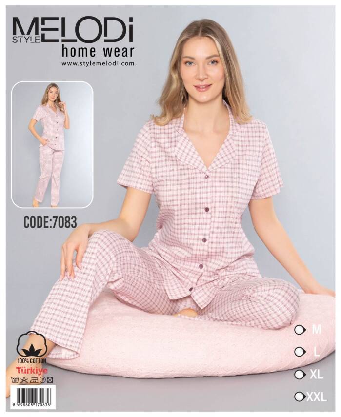 STAR MELODİ KADIN KISAKOL BOYDAN DÜĞMELİ PİJAMA TAKIM - 1