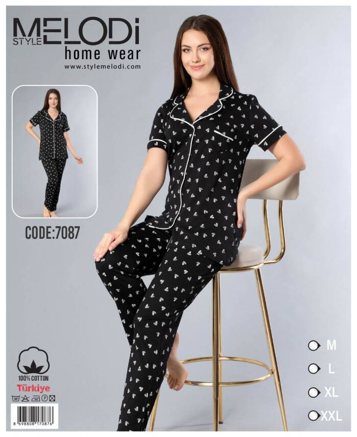 STAR MELODİ KADIN KISAKOL BOYDAN DÜĞMELİ PİJAMA TAKIM - 1