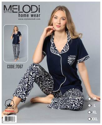 STAR MELODİ KADIN KISAKOL BOYDAN DÜĞMELİ PİJAMA TAKIM - STAR MELODİ