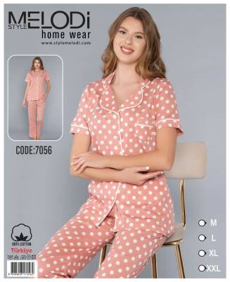 STAR MELODİ KADIN KISAKOL BOYDAN DÜĞMELİ PİJAMA TAKIM - STAR MELODİ