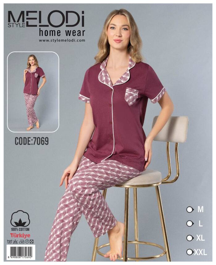 STAR MELODİ KADIN KISAKOL BOYDAN DÜĞMELİ PİJAMA TAKIM - 1