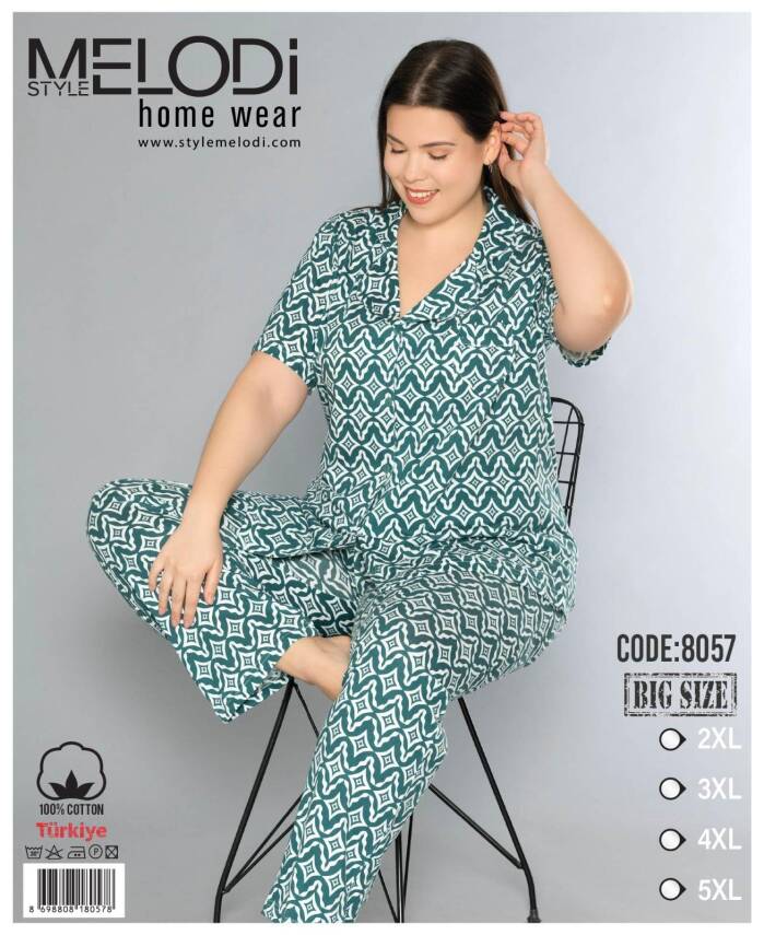 STAR MELODİ KADIN KISAKOL BOYDAN DÜĞMELİ YAKALI PİJAMA TAKIM BATTAL - 1