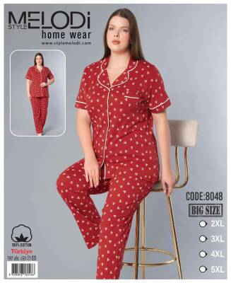 STAR MELODİ KADIN KISAKOL BOYDAN DÜĞMELİ YAKALI PİJAMA TAKIM BATTAL - STAR MELODİ