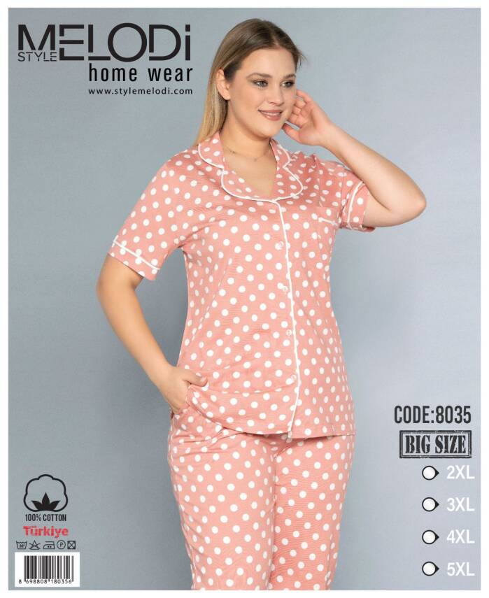 STAR MELODİ KADIN KISAKOL BOYDAN DÜĞMELİ YAKALI PİJAMA TAKIM BATTAL - 1