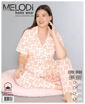 STAR MELODİ KADIN KISAKOL BOYDAN DÜĞMELİ YAKALI PİJAMA TAKIM BATTAL - STAR MELODİ