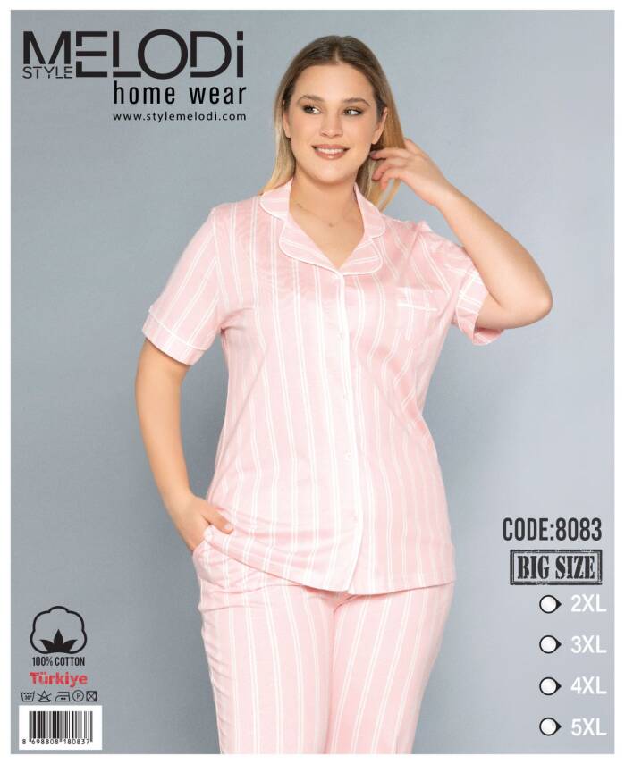 STAR MELODİ KADIN KISAKOL BOYDAN DÜĞMELİ YAKALI PİJAMA TAKIM BATTAL - 1