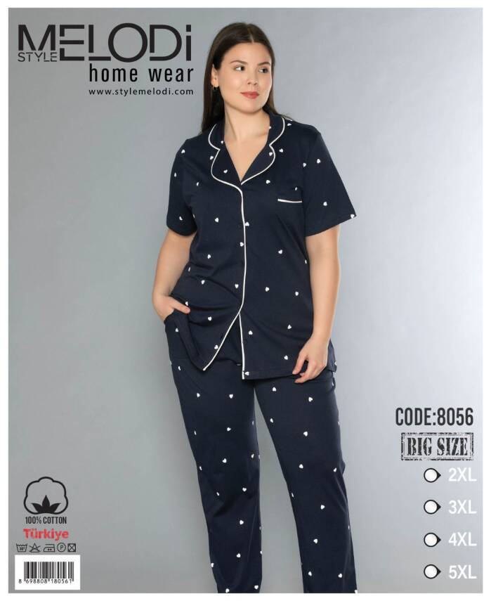 STAR MELODİ KADIN KISAKOL BOYDAN DÜĞMELİ YAKALI PİJAMA TAKIM BATTAL - 1