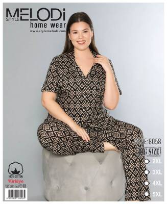STAR MELODİ KADIN KISAKOL BOYDAN DÜĞMELİ YAKALI PİJAMA TAKIM BATTAL - STAR MELODİ