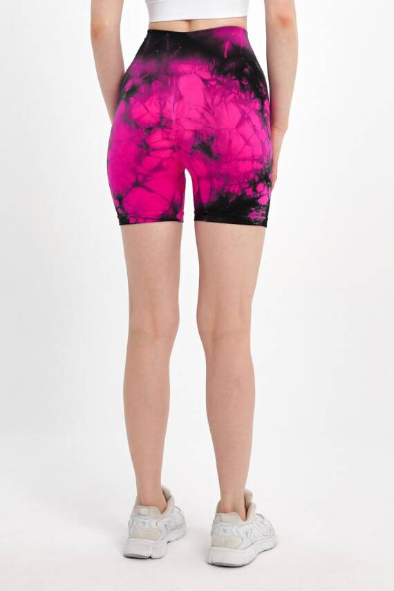 STAR ŞIMART KADIN ARKASI BÜZGÜLÜ SEAMLESS DESENLİ YÜKSEK BEL KISA TAYT - 4