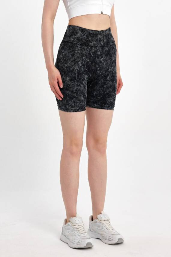 STAR ŞIMART KADIN ARKASI BÜZGÜLÜ SEAMLESS DESENLİ YÜKSEK BEL KISA TAYT - 4