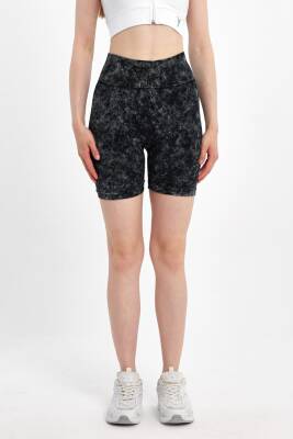 STAR ŞIMART KADIN ARKASI BÜZGÜLÜ SEAMLESS DESENLİ YÜKSEK BEL KISA TAYT - STAR ŞIMART 