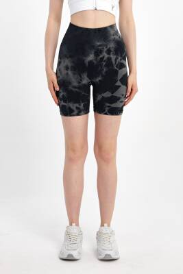 STAR ŞIMART KADIN ARKASI BÜZGÜLÜ SEAMLESS DESENLİ YÜKSEK BEL KISA TAYT - STAR ŞIMART 