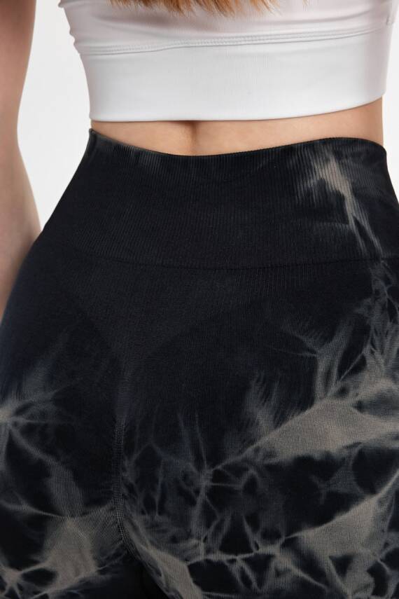 STAR ŞIMART KADIN ARKASI BÜZGÜLÜ SEAMLESS DESENLİ YÜKSEK BEL KISA TAYT - 3