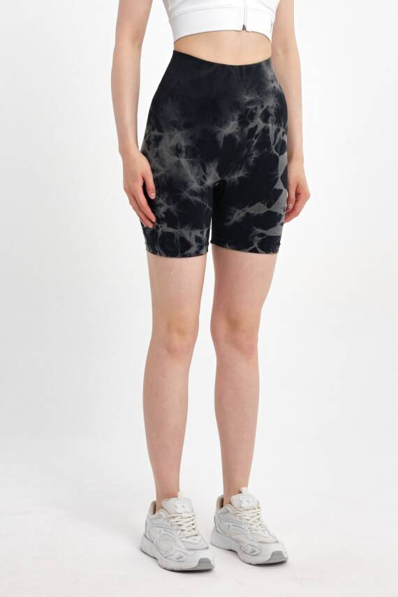 STAR ŞIMART KADIN ARKASI BÜZGÜLÜ SEAMLESS DESENLİ YÜKSEK BEL KISA TAYT - 4