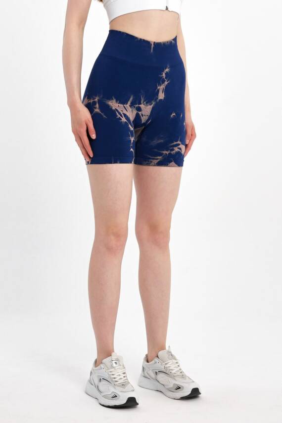 STAR ŞIMART KADIN ARKASI BÜZGÜLÜ SEAMLESS DESENLİ YÜKSEK BEL KISA TAYT - 4