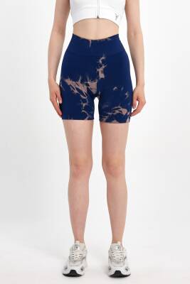 STAR ŞIMART KADIN ARKASI BÜZGÜLÜ SEAMLESS DESENLİ YÜKSEK BEL KISA TAYT - STAR ŞIMART 