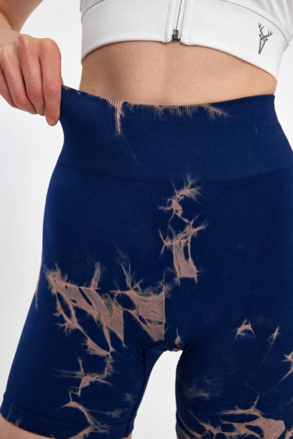 STAR ŞIMART KADIN ARKASI BÜZGÜLÜ SEAMLESS DESENLİ YÜKSEK BEL KISA TAYT - 2