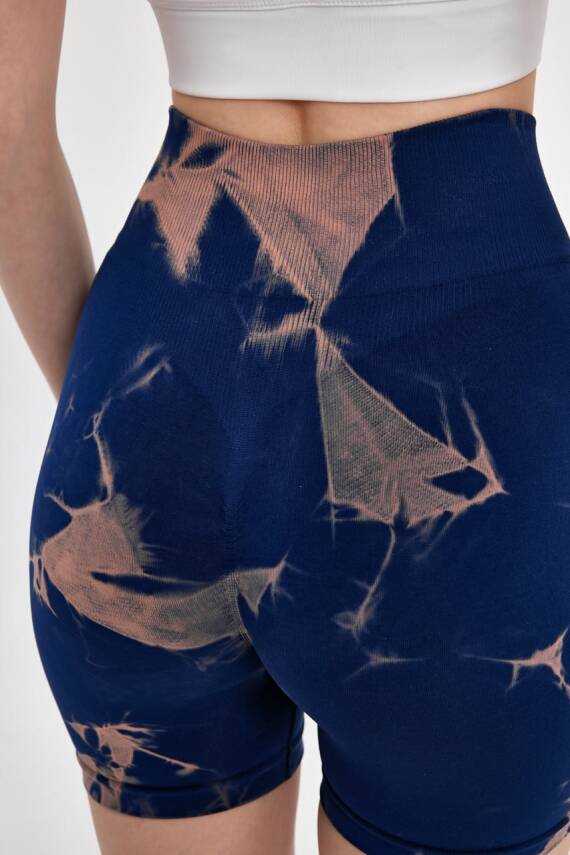 STAR ŞIMART KADIN ARKASI BÜZGÜLÜ SEAMLESS DESENLİ YÜKSEK BEL KISA TAYT - 3