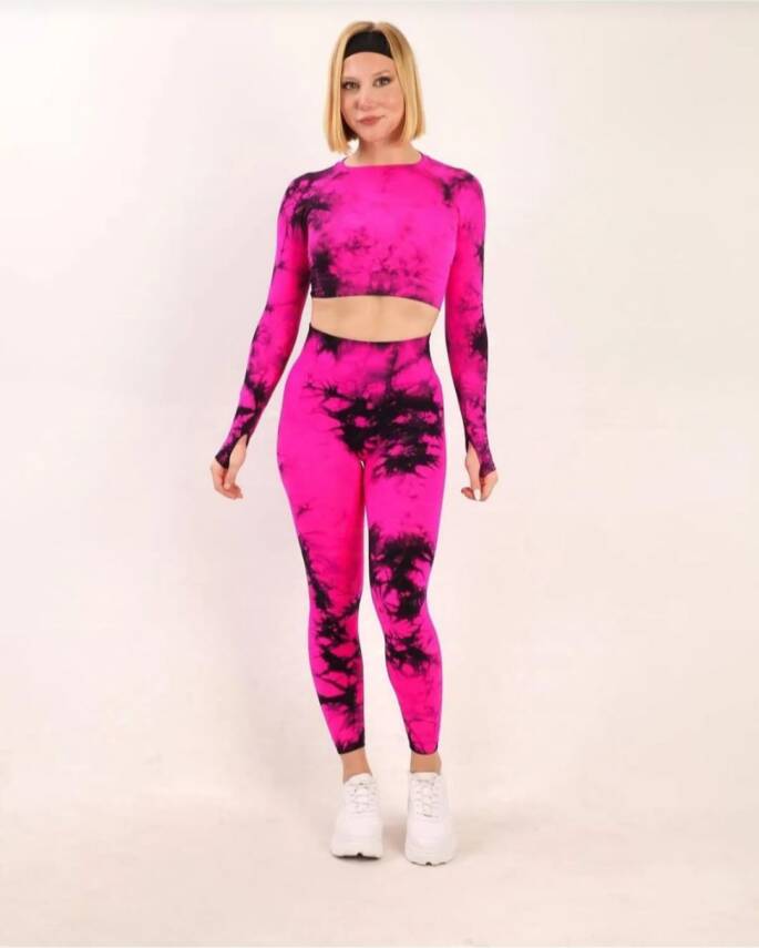 STAR ŞIMART KADIN FUŞYA KALÇASI BÜZGÜLÜ FİTNESS SPOR TAKIM - 1