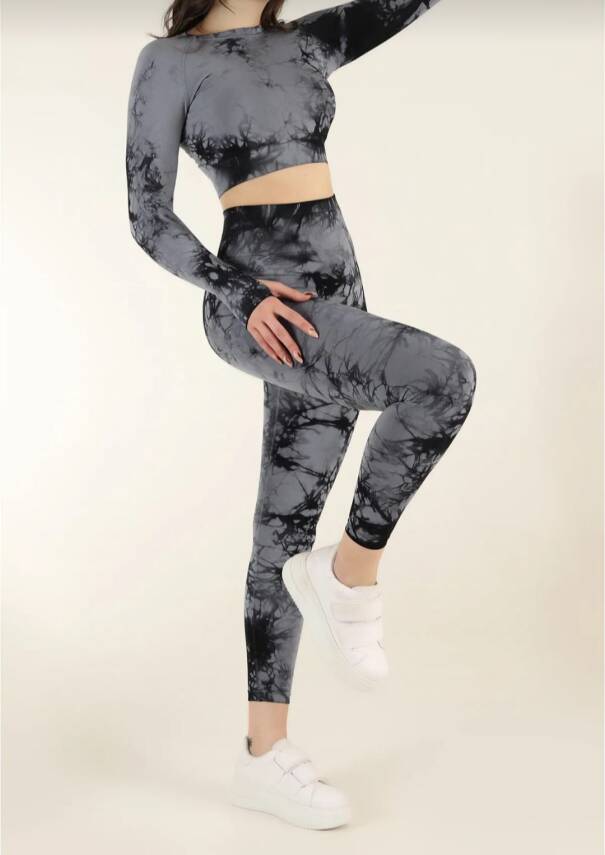 STAR ŞIMART KADIN GRİ KALÇASI BÜZGÜLÜ FİTNESS SPOR TAKIM - 1