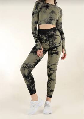 STAR ŞIMART KADIN HAKİ KALÇASI BÜZGÜLÜ FİTNESS SPOR TAKIM - STAR ŞIMART 