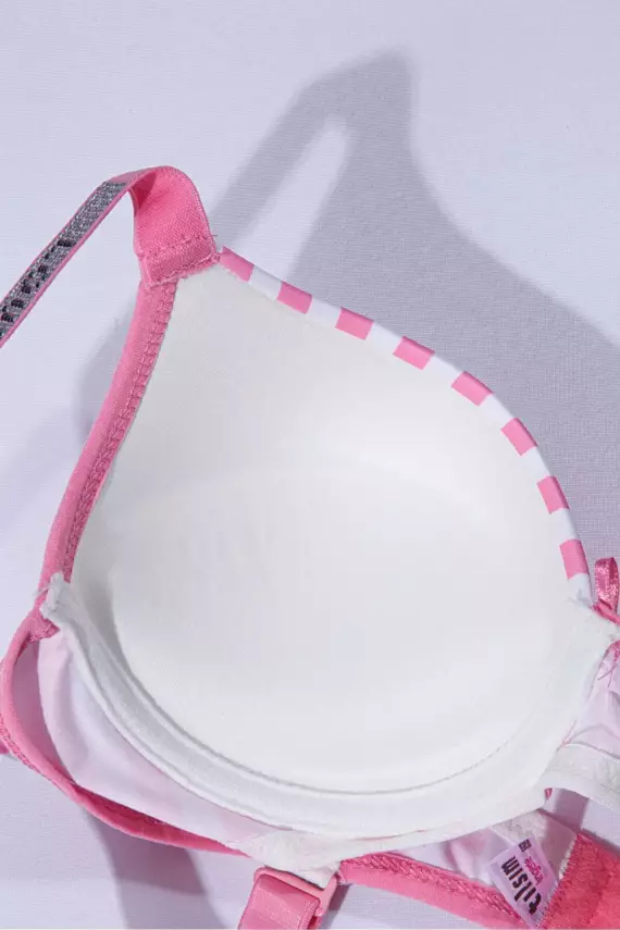 STAR Tılsım Lingerie Kadın Çizgili Mikro Kumaş Taşlı Askılı Dolgulu Sütyen Takım - 3